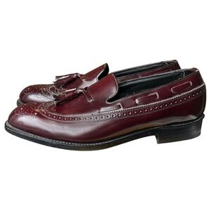 Vintage Florsheim Royal Imperial Tassel Wingtip Leather Loafer Burgundy Men’s 9E